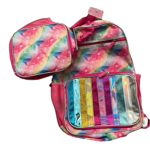 Rainbow/tie dye backpack and lunch bag set - Picture 3 of 4
